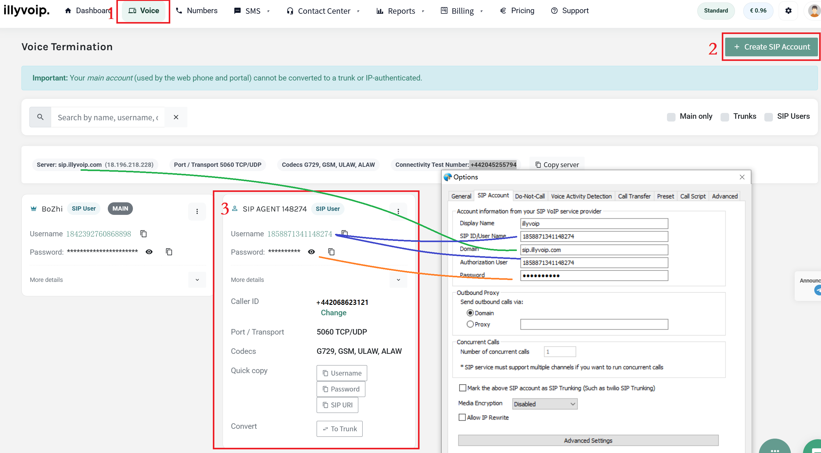 config illyvoip on Ecsow dialer
